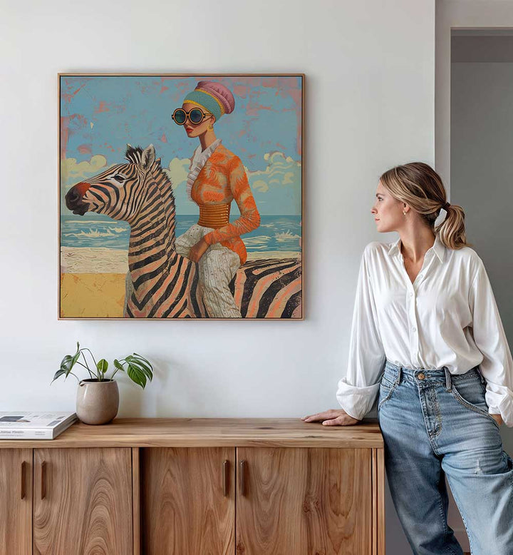 WOMAN AND ZEBRA , FASHION POSTERS