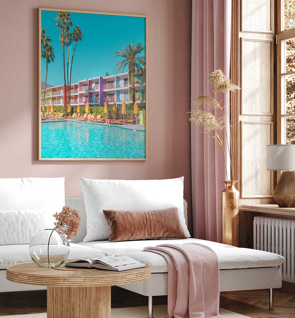SAGUARO HOTEL POOLSIDE IN PALM SPRINGS , PHOTOGRAPHY PRINTS