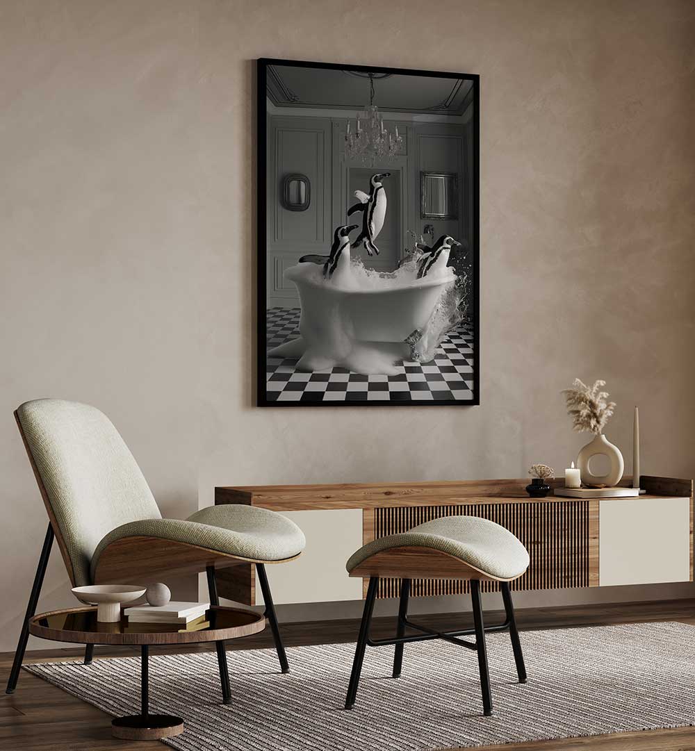 PENGUIN PARTY , BATHROOM ART PRINTS