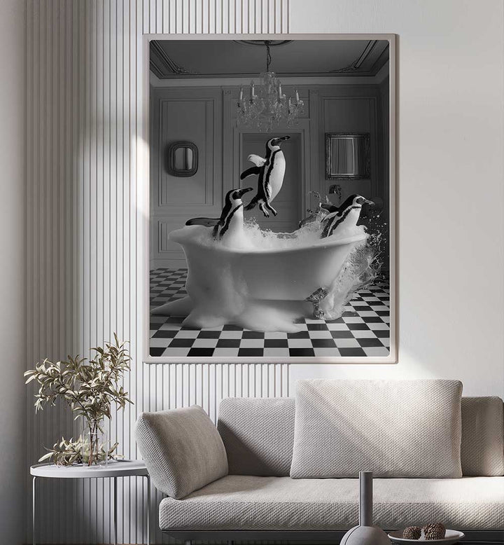 PENGUIN PARTY , BATHROOM ART PRINTS