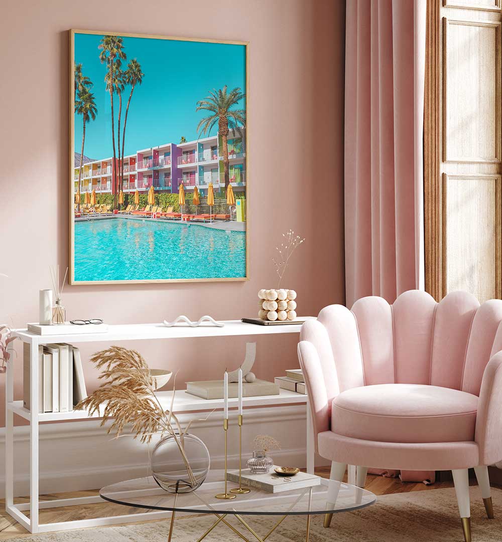 SAGUARO HOTEL POOLSIDE IN PALM SPRINGS , PHOTOGRAPHY PRINTS