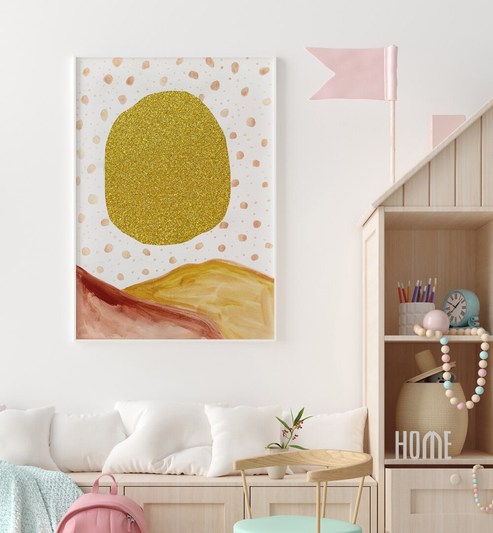 Bright and playful GLITTER SUN, KIDS ROOM PAINTINGS add charm to any child's space, perfect for imaginative decor.