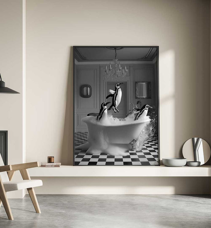PENGUIN PARTY , BATHROOM ART PRINTS