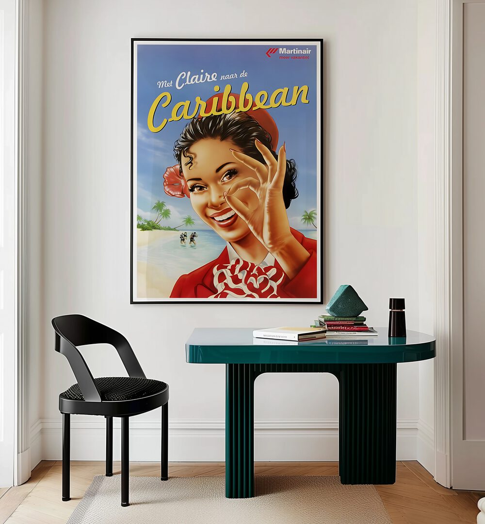 Bright and inviting CARIBBEAN , VINTAGE TRAVEL POSTERS enhance any space, capturing tropical paradise vibes beautifully.
