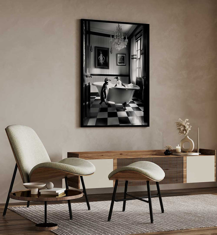 PENGUIN ROMANCE , BATHROOM ART PRINTS