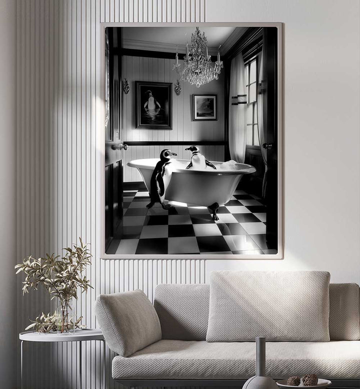 PENGUIN ROMANCE , BATHROOM ART PRINTS