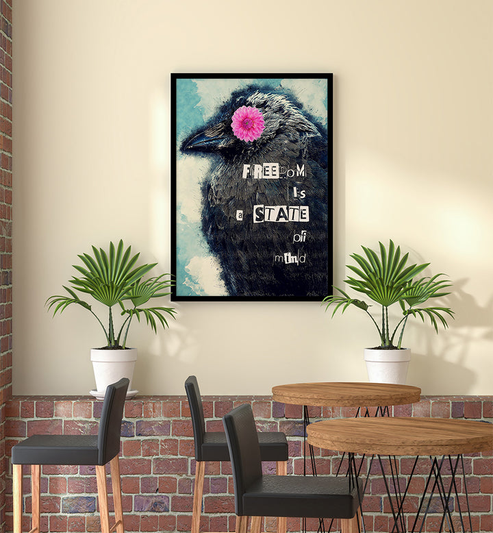 FREEDOM IS A STATE OF MIND COLLAGE ART , QUOTES & TYPOGRAPHY POSTERS