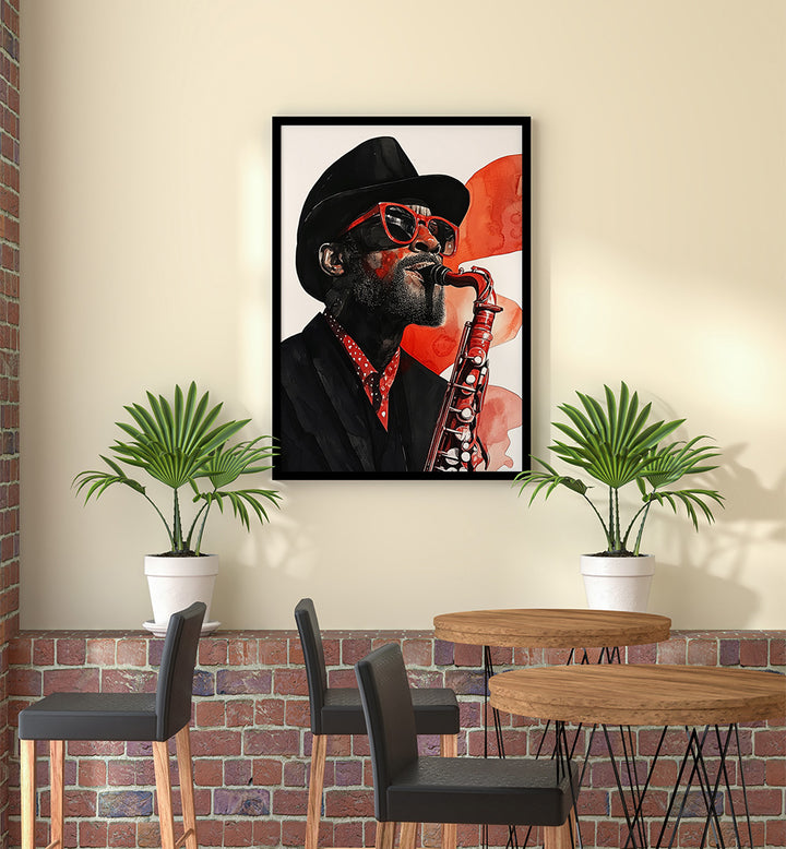 SAXOPHONIST MUSIC ART , MUSIC POSTERS