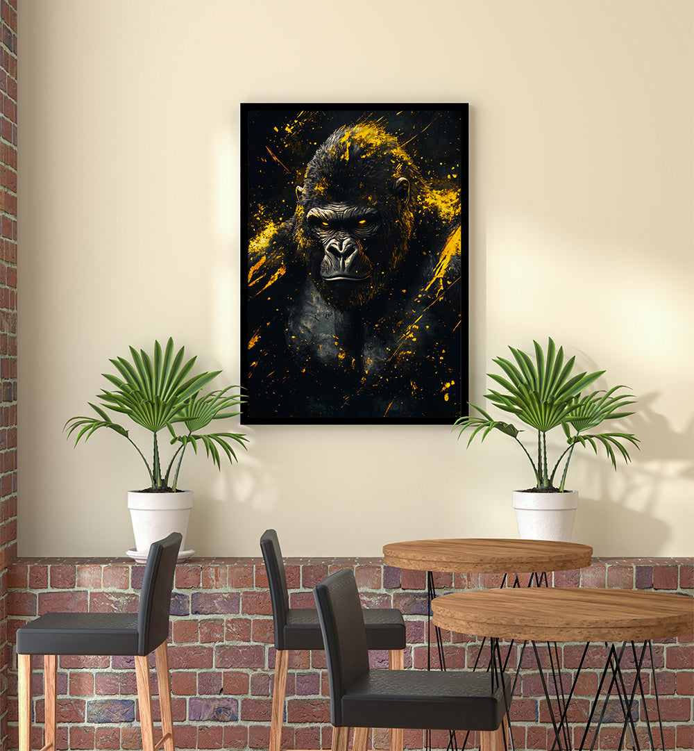 GOLD AND BLACK GORILLA , WILD LIFE & ANIMAL PAINTINGS