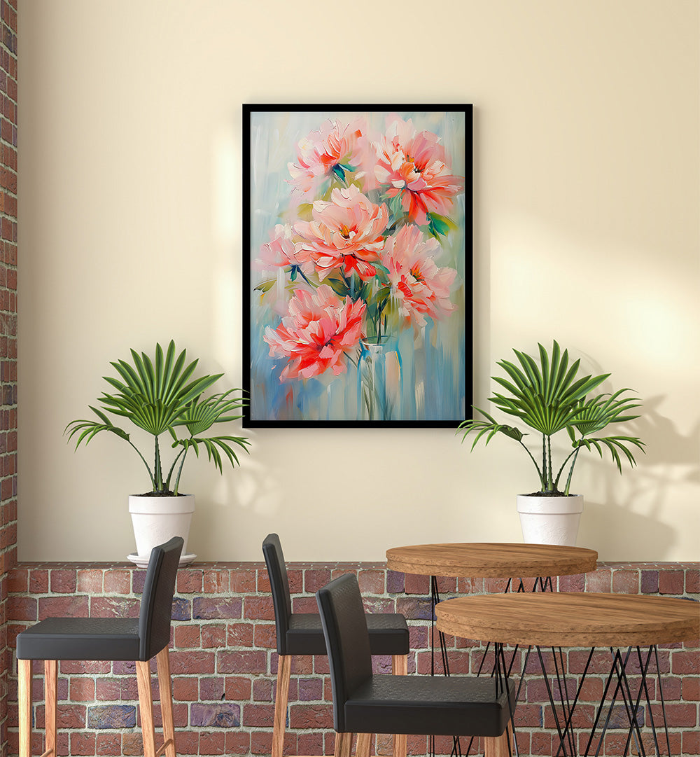 EVERGREEN GREEN PAINTERLY FLORALS V ,FLORAL FLOWER PAINTINGS