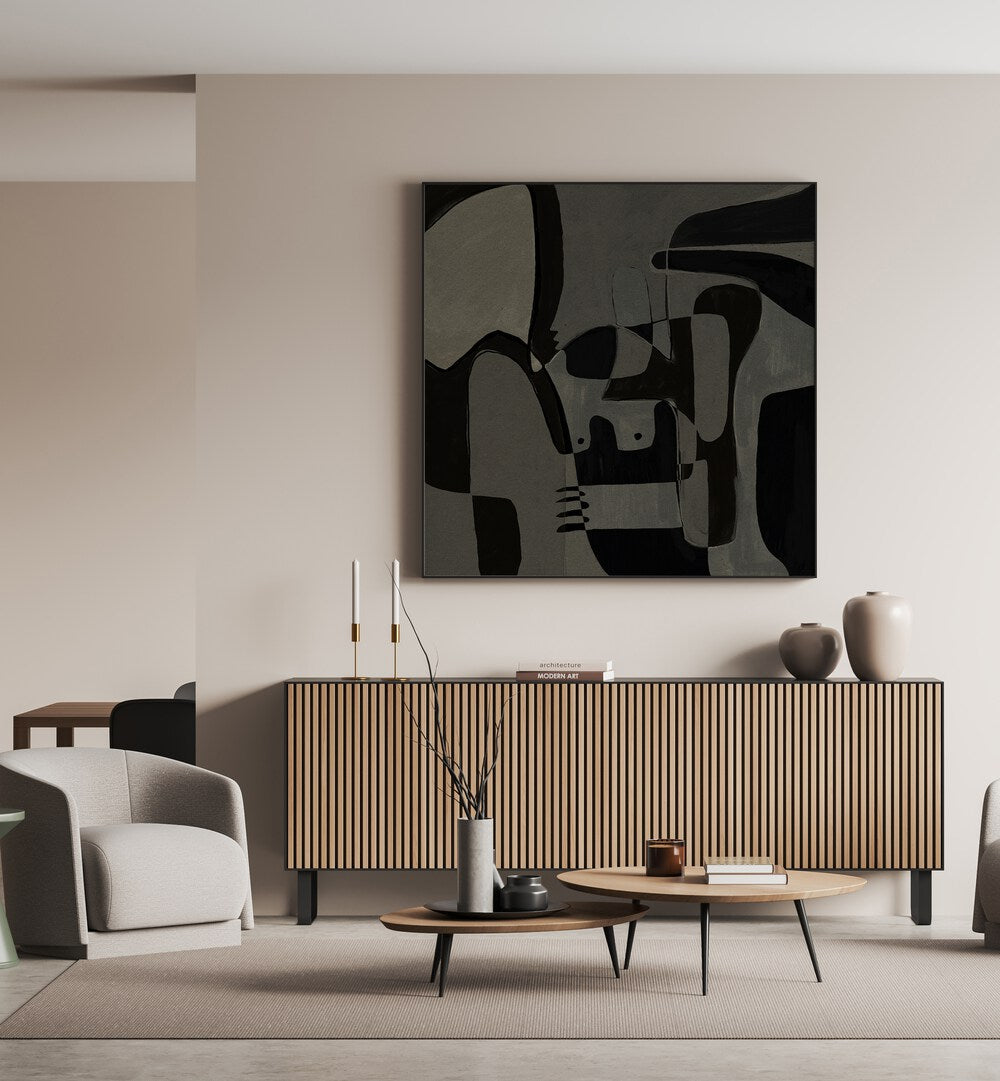 Stylish interior featuring UNFOLDING I, ABSTRACT PAINTINGS, enhancing creativity and modern decor with elegance.
