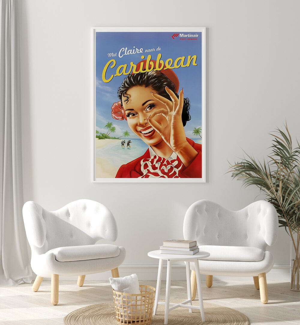 Vintage travel poster showcasing Caribbean beauty, perfect for home decor. Explore our CARIBBEAN, VINTAGE TRAVEL POSTERS.