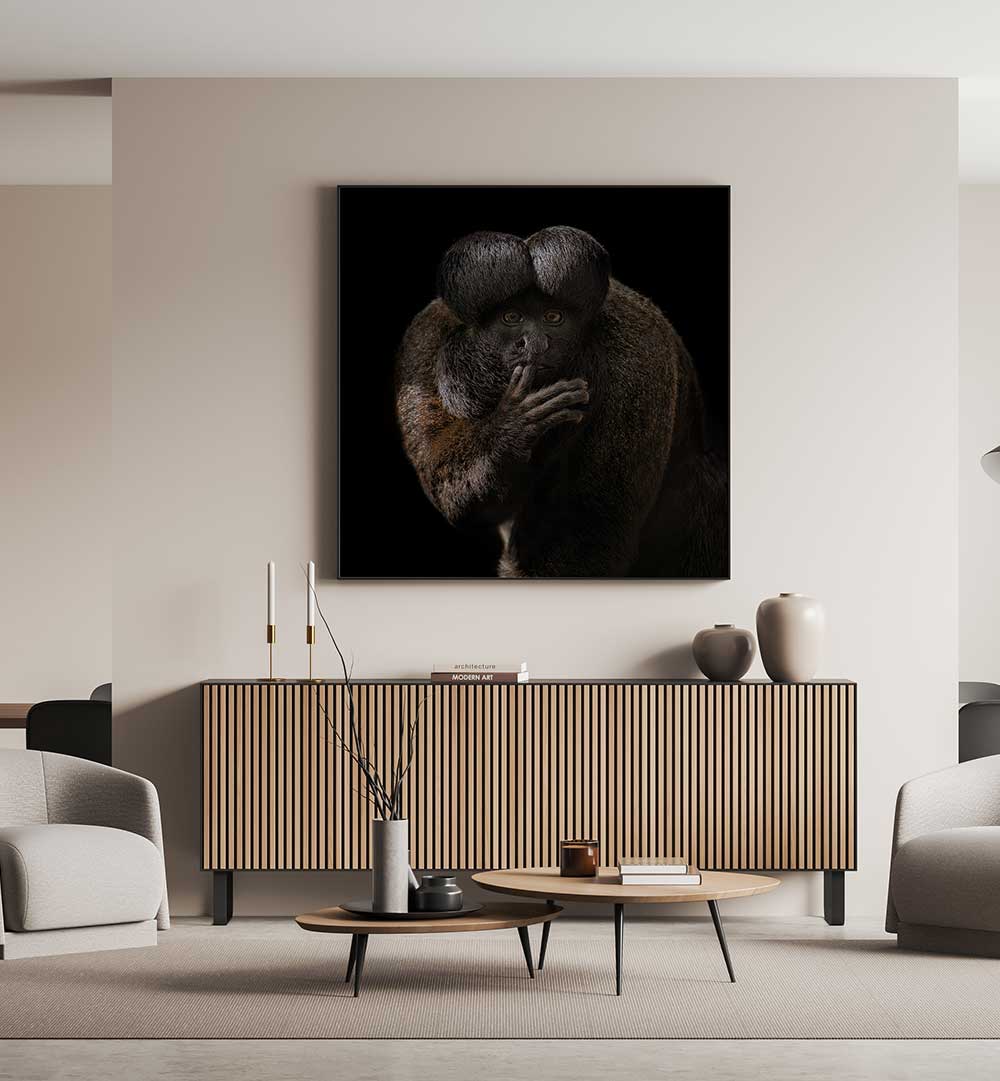 RED-BACKED BEARDED SAKI - CHIROPOTES  , PHOTOGRAPHY PRINTS