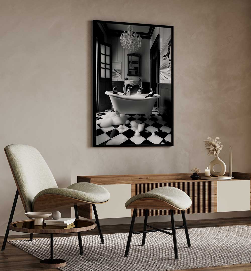PENGUIN SPA DAY , BATHROOM ART PRINTS