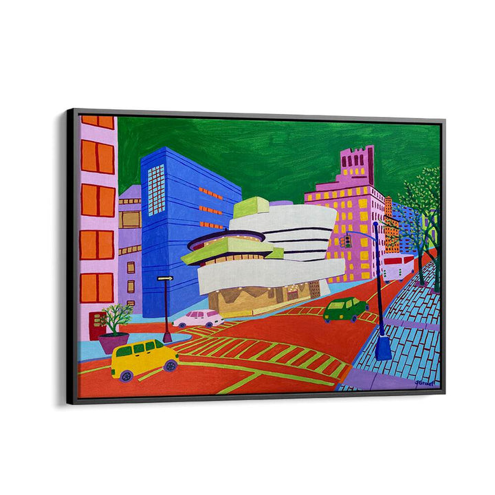 88th and 5th avenue landscape art prints in Black Floater Frame