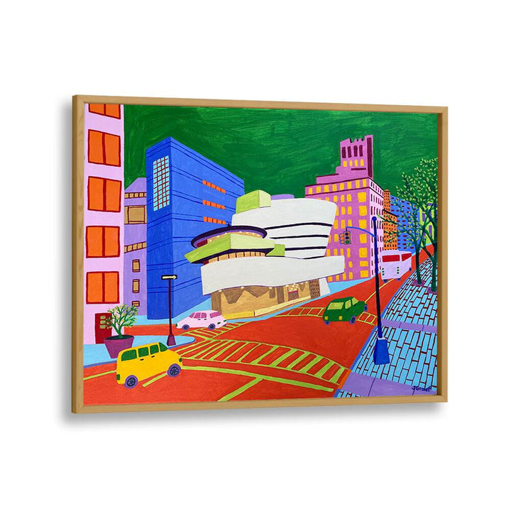 88th and 5th avenue landscape art prints in Oak Wood Plain Frame