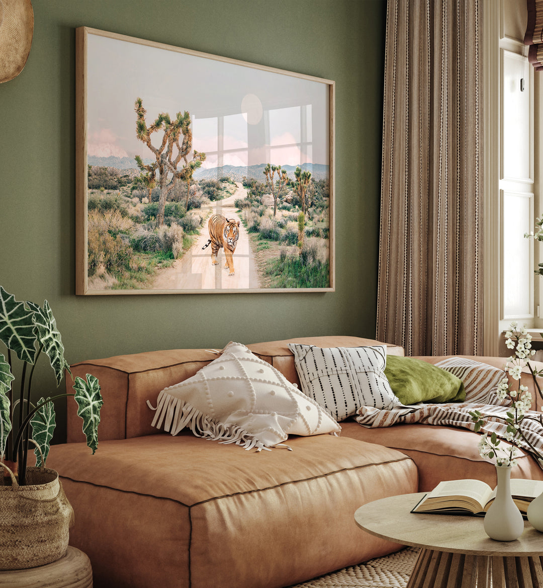 WANDERING TIGER, ANIMAL PAINTINGS bring adventure to your space with this stunning depiction of a tiger in nature.