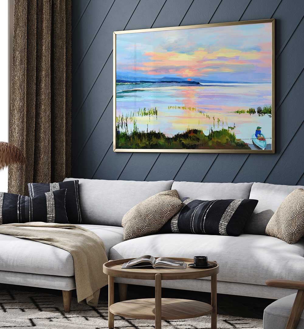 SUNSET ON THE BAY , LANDSCAPE PAINTINGS