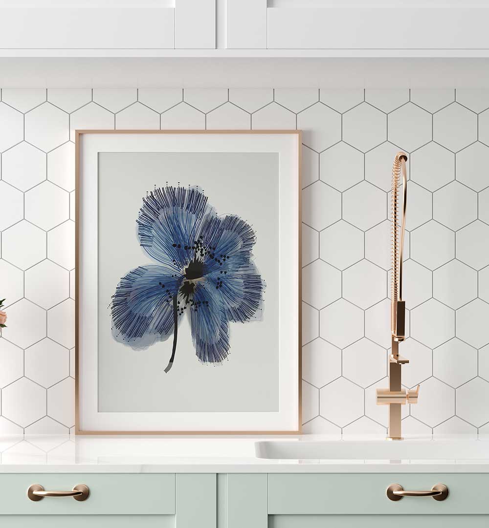 BLUE FLOWER II , FLORAL FLOWER PAINTINGS