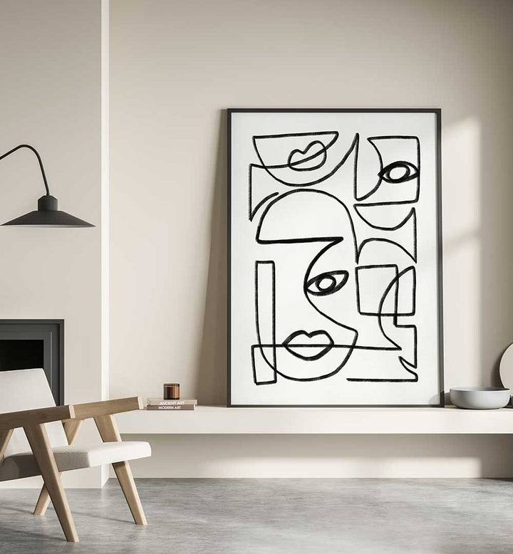 ABSTRACT LINE ART FACES , LINE ART PAINTINGS