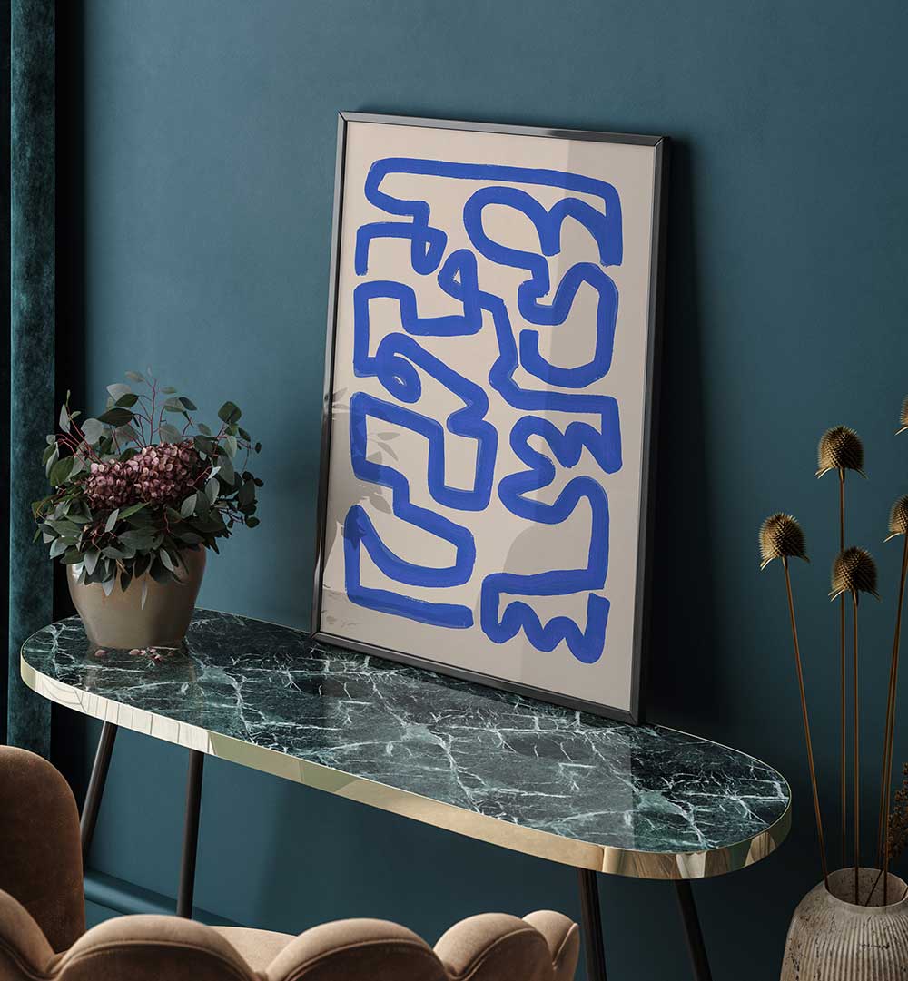 BOLD BLUE LINES , LINE ART PAINTINGS