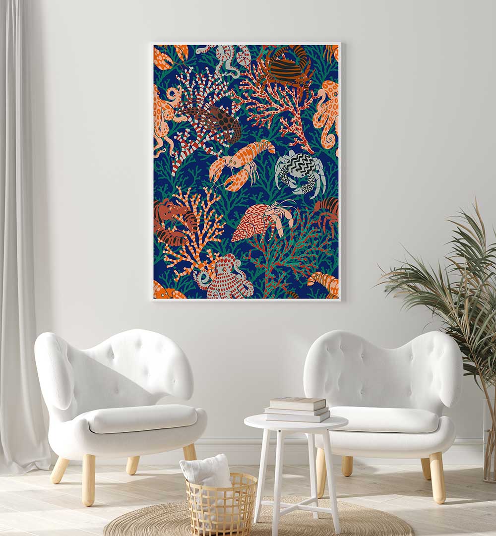 Brighten your home with VIBRANT CORAL II, BEACH PAINTINGS, showcasing colorful coastal life for a serene retreat.