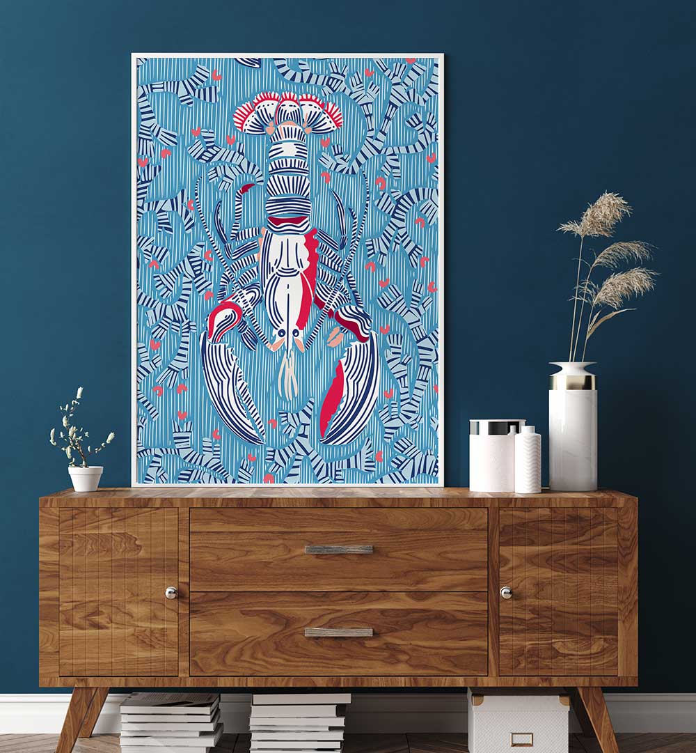 Colorful CRUSTACEAN BEACH PAINTINGS add a coastal vibe, perfect for enhancing your living space decor.