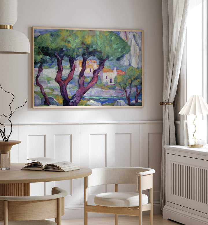 Cypress trees in the mountains create a serene natural landscape, enhancing elegance in any space.