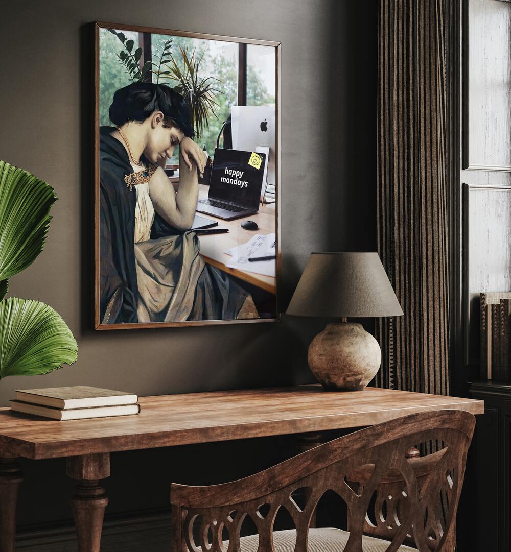 Vibrant HAPPY MONDAYS, ALTERED ART PRINTS by Dikhotomy enhance any space with joy and creativity. Perfect for home or office.