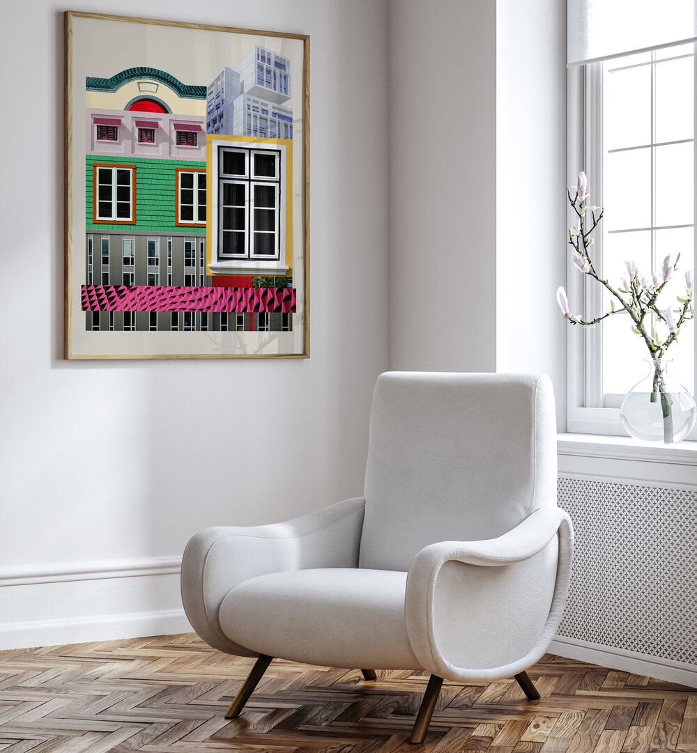 Bright and colorful ARCH LEGO II, WALL ART PRINTS enhancing modern decor in a stylish living space.