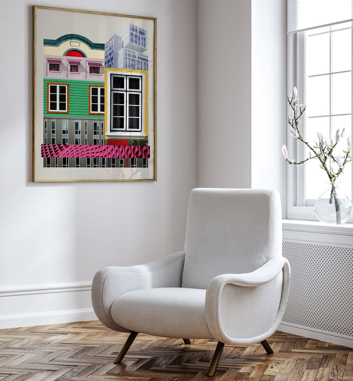 Bright and colorful ARCH LEGO II, WALL ART PRINTS enhancing modern decor in a stylish living space.