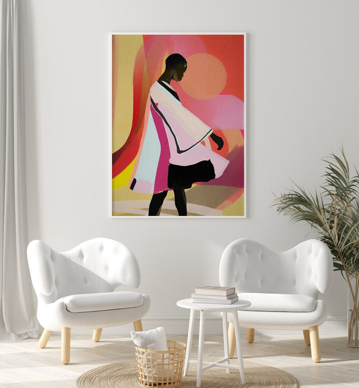 Vibrant ABSTRACT ART SUNSET GIRL, PORTRAITS adds a stunning touch to any space with emotional, figurative illustrations.