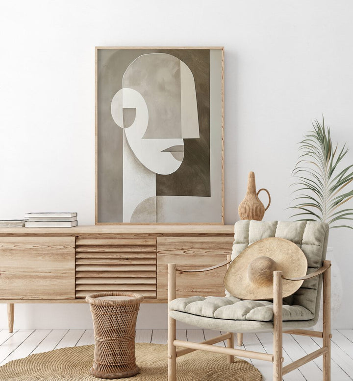 Stylish NEUTRAL PORTRAIT, PORTRAITS artwork displayed in a modern home setting, enhancing contemporary decor.