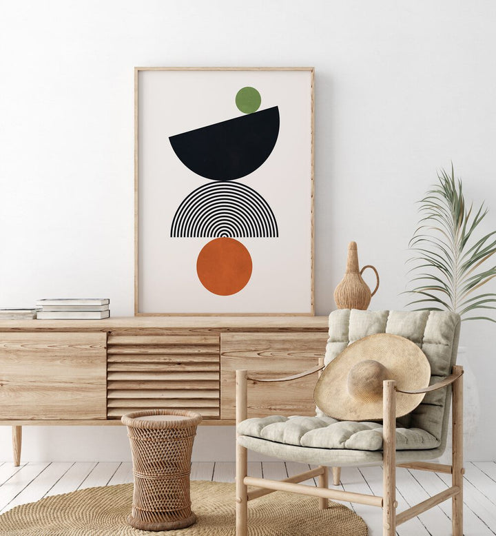 Stylish BALANCE III, GEOMETRIC ART PRINTS featured in a cozy interior, enhancing mindfulness and focus.