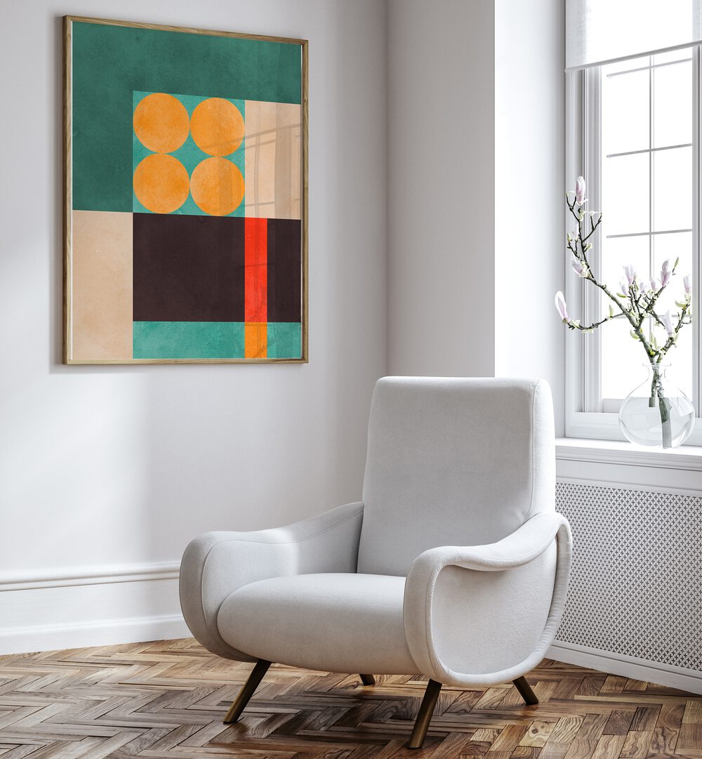 COLORFUL COMPOSITION VI, GEOMETRIC ART PRINTS brightens any space with vibrant colors and modern geometric patterns.