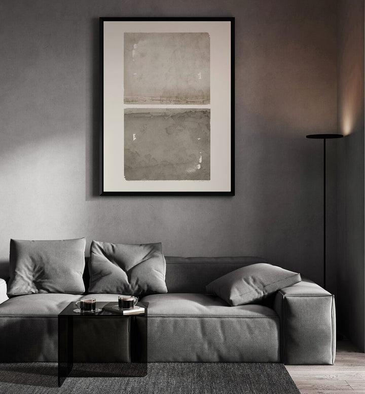 Stylish living room featuring SQUARED IN TAUPE, GEOMETRIC ART PRINTS as a focal point for contemporary decor.