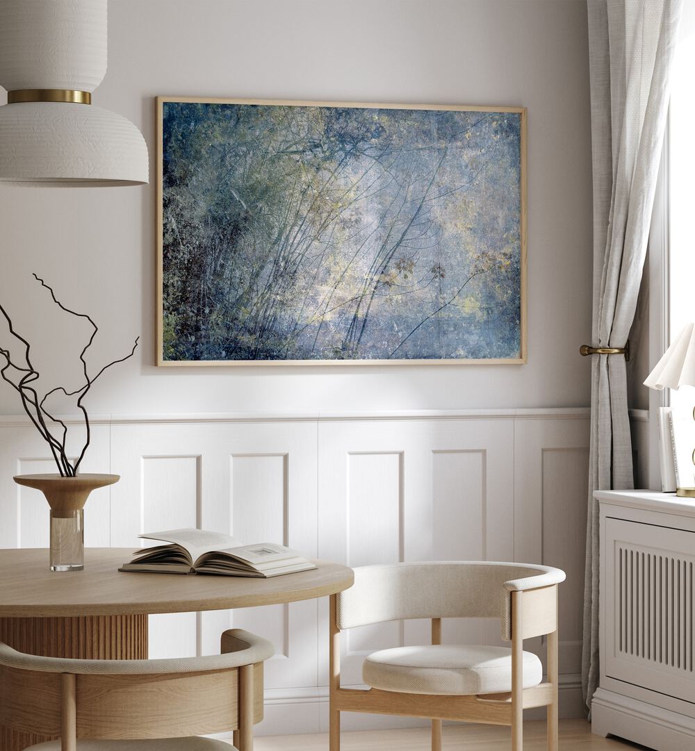Elevate your space with HIGH SIERRA I, ABSTRACT PAINTINGS, showcasing serene blues and organic textures.