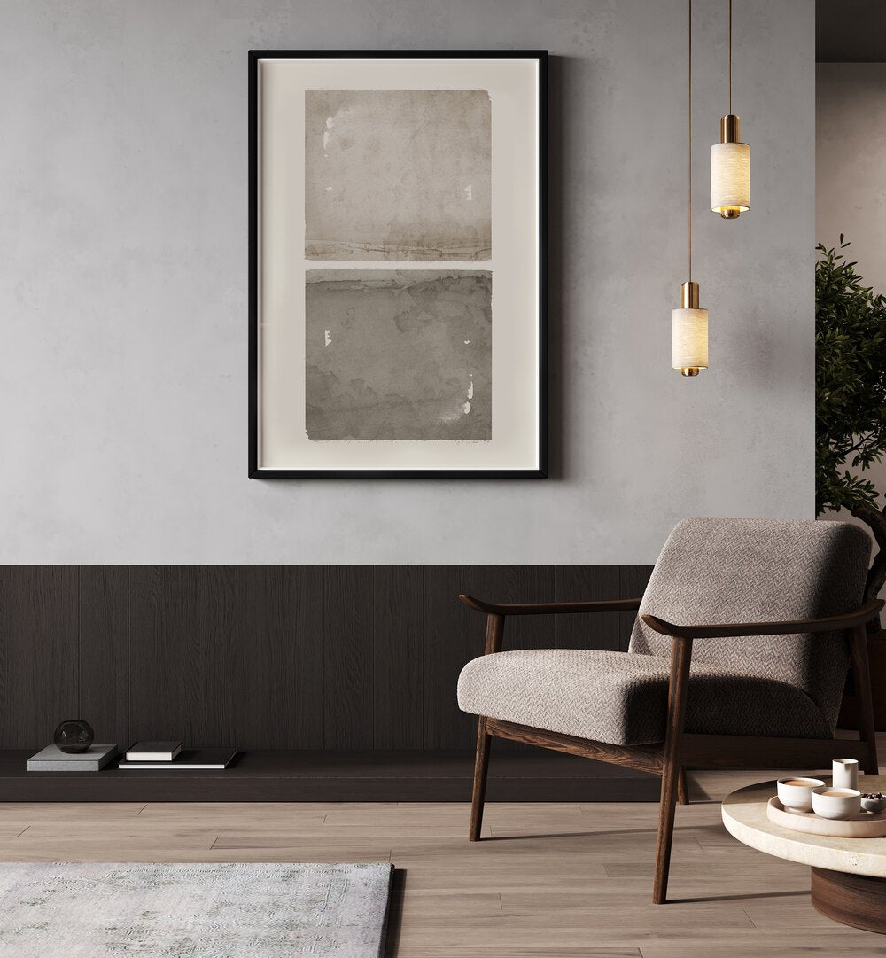 Stylish interior featuring SQUARED IN TAUPE, GEOMETRIC ART PRINTS, perfect for modern decor enthusiasts.
