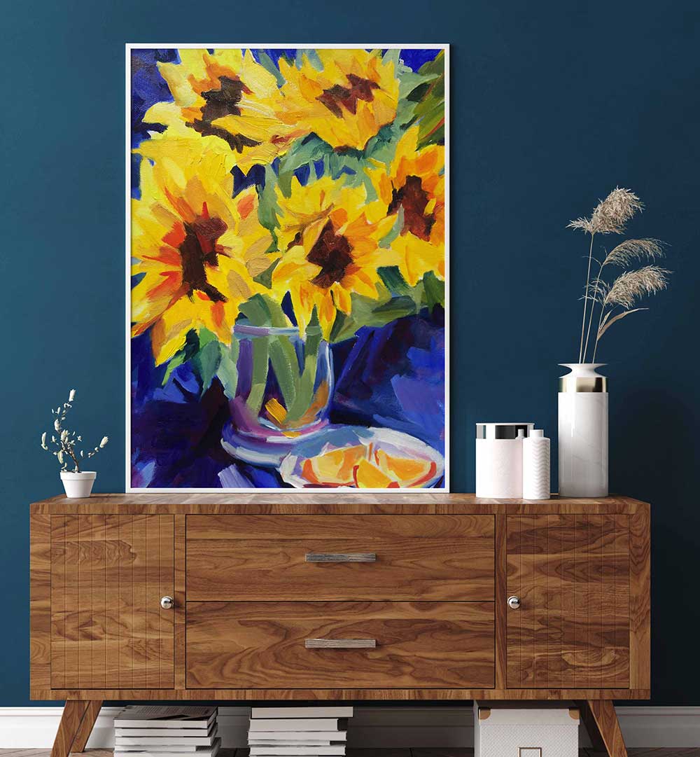 SUNFLOWERS III , FLORAL FLOWER PAINTINGS