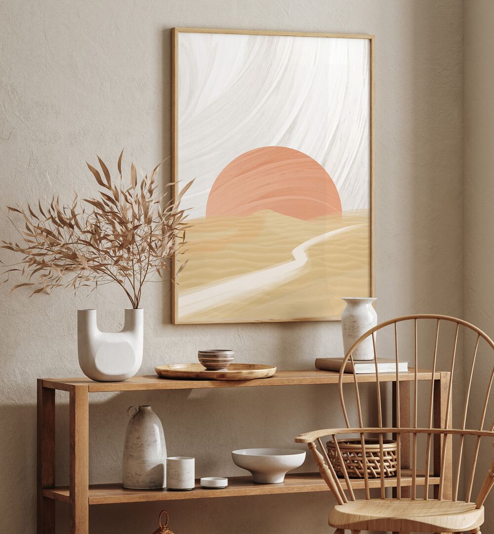 Elegant SARAH, LANDSCAPE PAINTINGS, blends modern aesthetics with practicality in a stylish home setting.