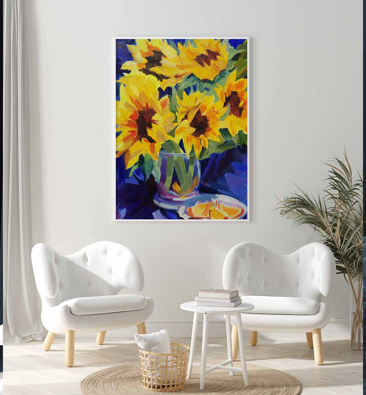 SUNFLOWERS III , FLORAL FLOWER PAINTINGS