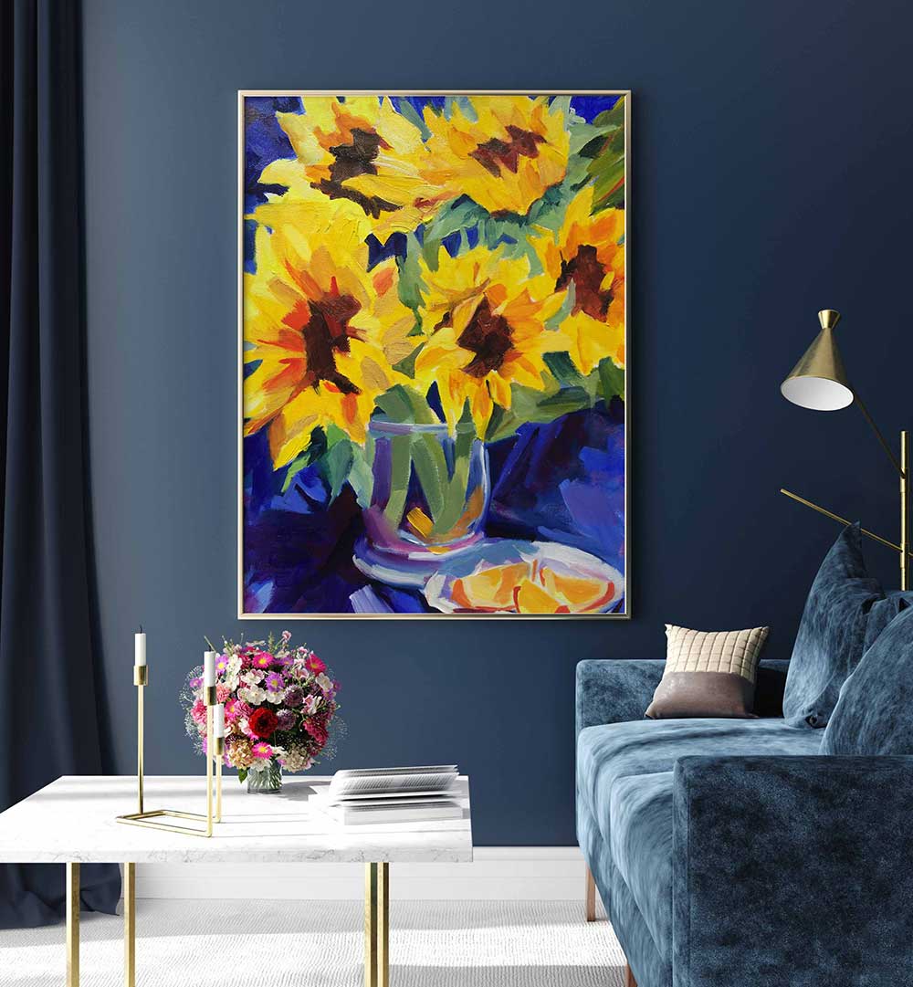 SUNFLOWERS III , FLORAL FLOWER PAINTINGS