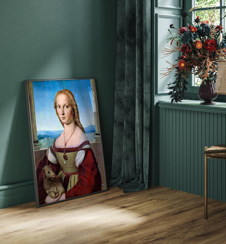 YOUNG WOMAN WITH UNICORN  , VINTAGE PAINTINGS