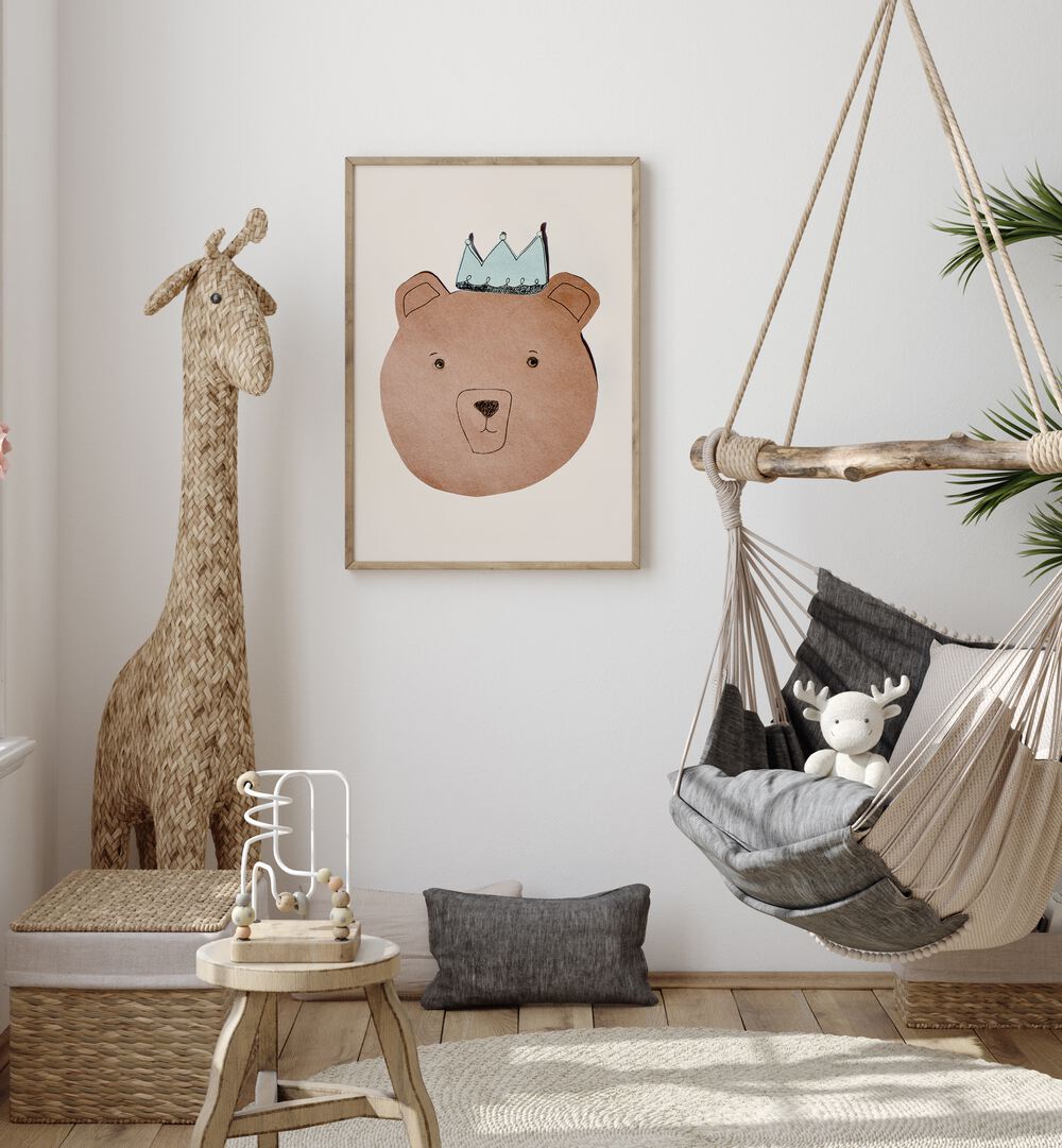 Cute LITTLE BEAR, KIDS ROOM PAINTINGS in a cozy nursery setting, perfect for adding charm to children's decor.