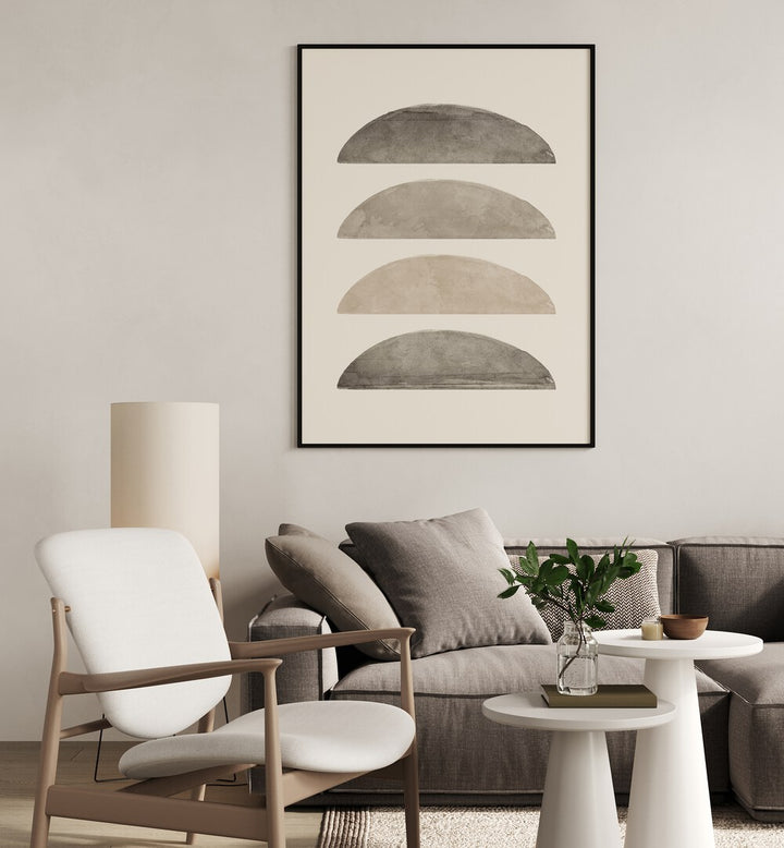 Stylish living room featuring SAND DUNE SYMPHONY III, GEOMETRIC ART PRINTS, adding elegance to modern decor.