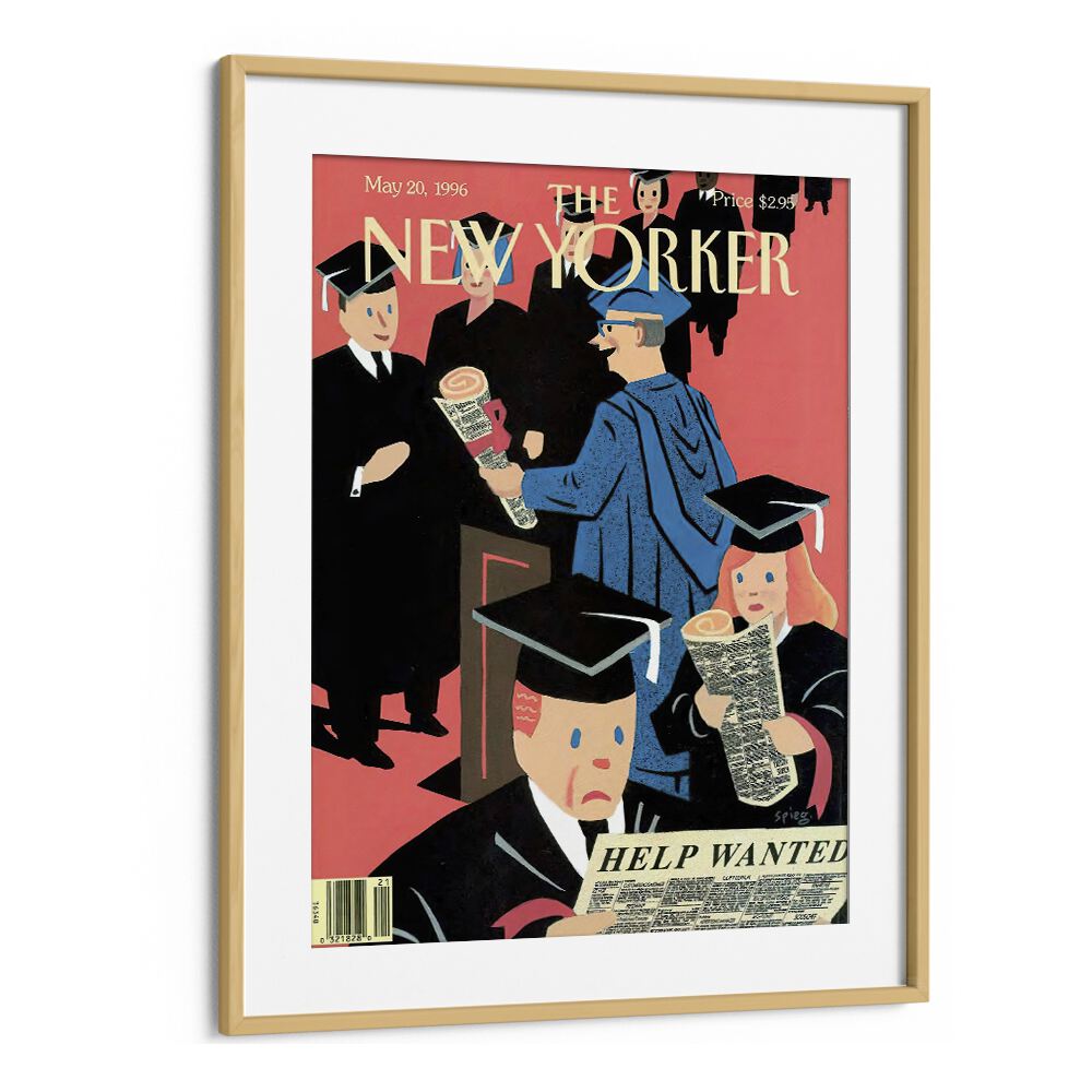 96 Art Spiegel Man - New Yorker Magazine 20 May 1996  in Oak Wood Frame With Mount
