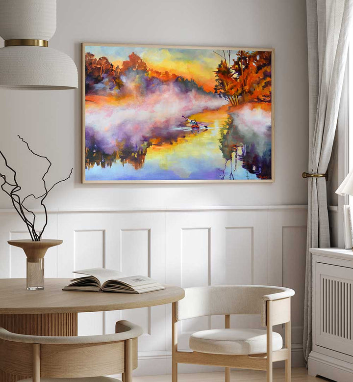 KAYAK IN THE MIST , LANDSCAPE PAINTINGS