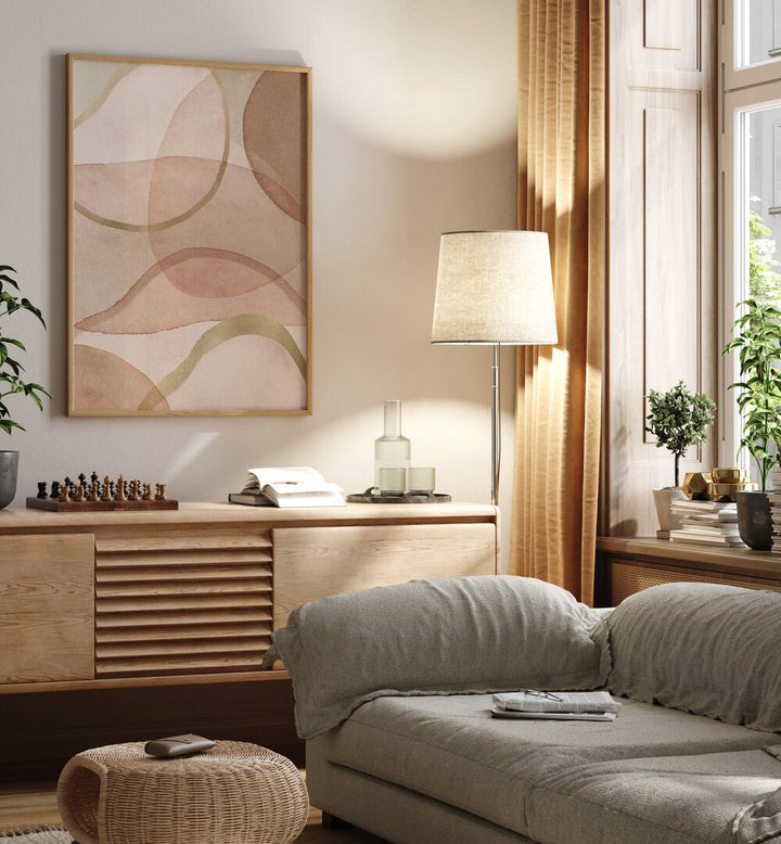 Elegant BLUSH AND BROWN, ABSTRACT PAINTINGS enhance modern spaces with captivating colors and a stylish design.