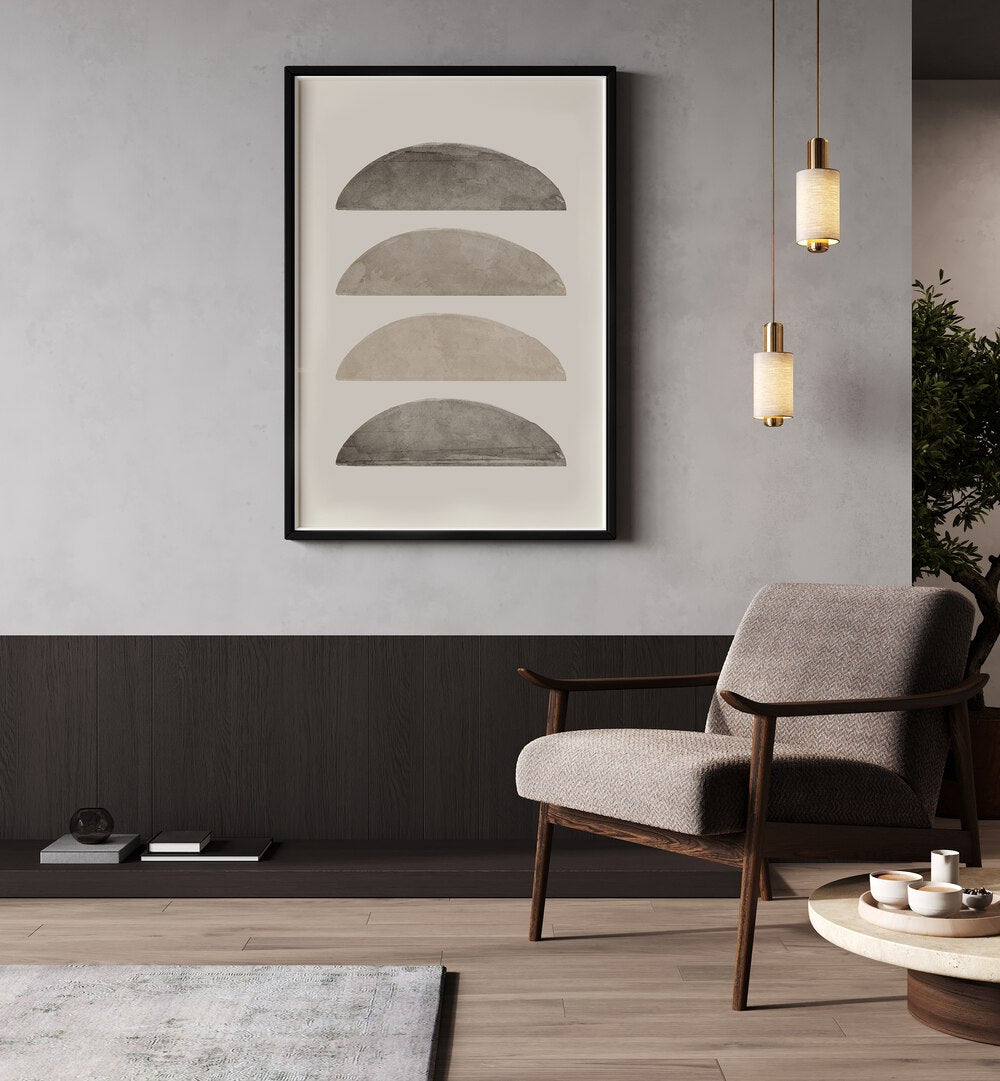 SAND DUNE SYMPHONY III, GEOMETRIC ART PRINTS displayed in a modern living space, enhancing stylish home decor.