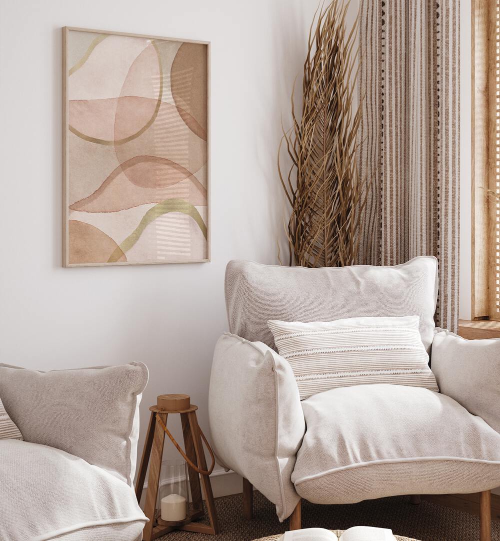 Elegant BLUSH AND BROWN, ABSTRACT PAINTINGS enhance modern decor, perfect for home or office spaces.